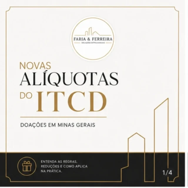 Você sabe o que é o ITCD?

O ITCD (Imposto sobre Transmissão Causa Mortis e Doação) é o imposto estadual devido nas transmissões de bens e direitos por herança ou doação. 

Atualmente, o Estado possui regras em vigor para o cálculo do imposto. Entretanto, um Projeto de Lei em tramitação na Assembleia Legislativa de Minas Gerais propõe mudanças importantes, como a adoção de alíquotas progressivas e novas regras para a incidência do ITCD nas doações.

Mas afinal...
❓ Você conhece as regras atuais do ITCD?
❓ Já sabe quais são as mudanças previstas no projeto de lei?
❓ E a principal dúvida: vale a pena fazer a doação agora ou esperar a aprovação das novas regras?

💬 Na sua opinião, para quem pretende fazer uma doação, é melhor aproveitar as regras atuais ou aguardar a aprovação do projeto? Compartilhe sua opinião nos comentários.

#ITCD #Doação #Inventário #PlanejamentoPatrimonial #DireitoSucessório